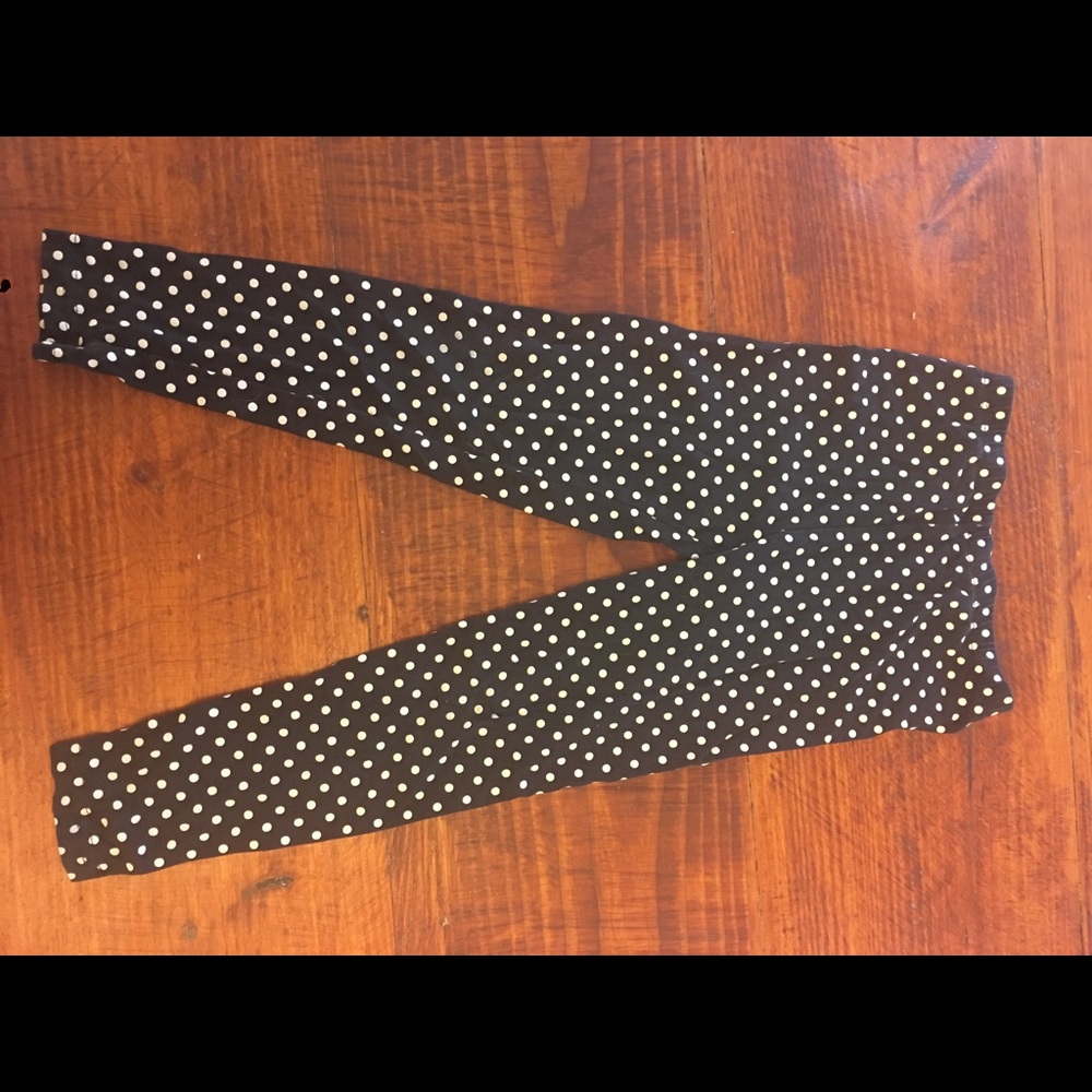 Black and white polka dot leggings girls size 6